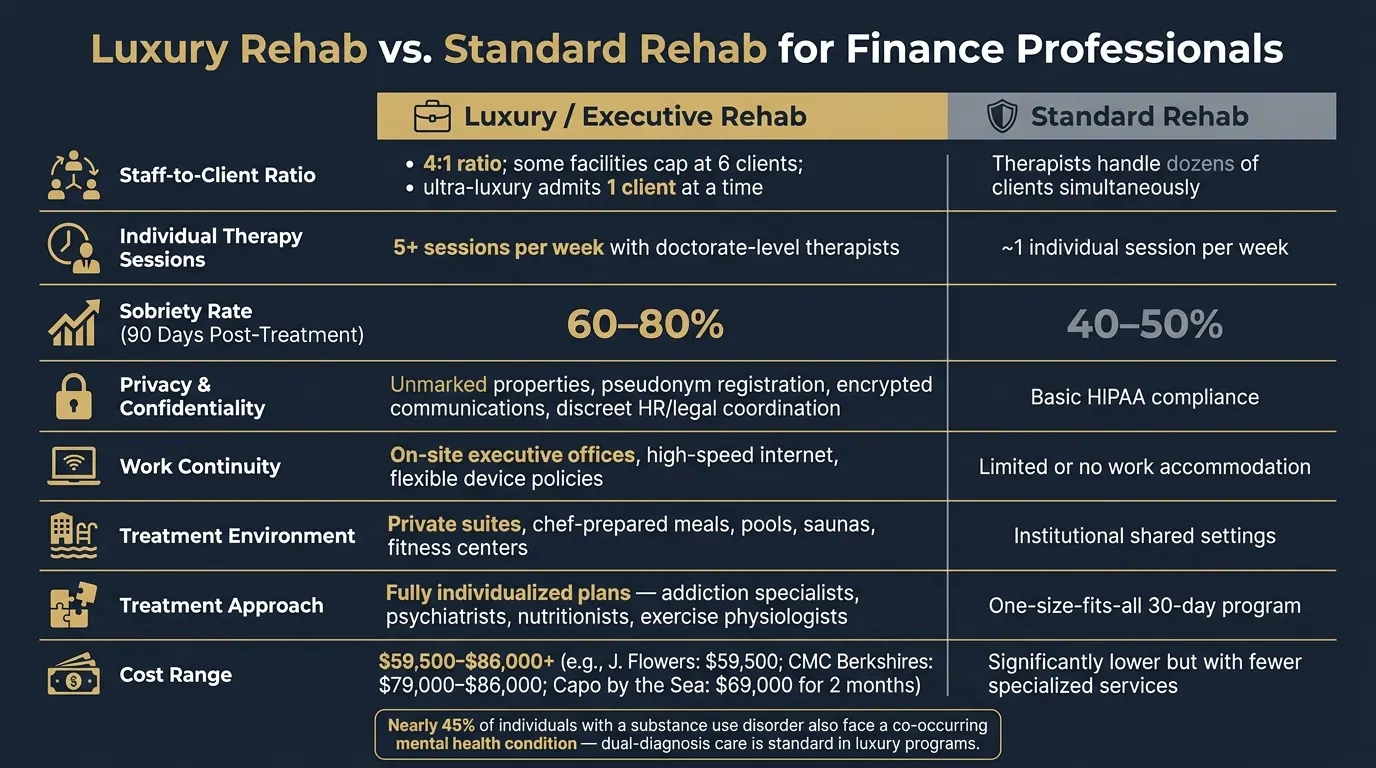 Luxury vs. Standard Rehab for Finance Professionals: Key Differences